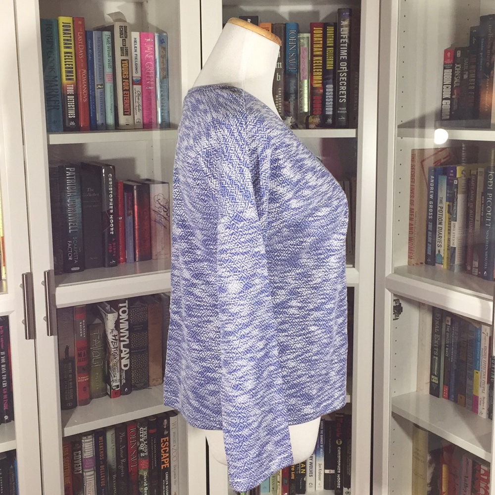 Blue/White Deep V-Neck Sweater - Picture 3 of 6